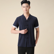 Tangyue new Chinese spring and summer foot massage foot bath mens technician clothes Health hall work clothes mens suit