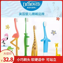Dr Brown Baby toothbrush 1-2-3 years old 4 baby teeth training 360 degree soft hair can stand