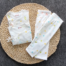 Spring newborn clothes 0-3 month pure cotton baby monk clothing lace-up shirt baby underwear autumn pants set