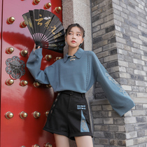Original Mori tribe flowers good Moon round national tide lazy sweater pullover high waist casual pants 2020 new autumn and winter clothes