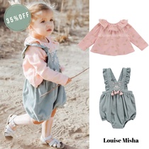  France Louise Misha girls baby spring and autumn embroidered ruffle collar doll shirt corduroy bib