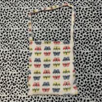 Homemade butterfly printed single shoulder diagonal satchel small square bag plush suede satchel for autumn and winter