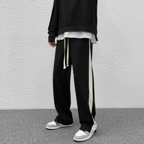 Colored Straight Pants Mens Spring and Autumn Loose Wide Leg Sports Pants Hong Kong Style bf Korean Trend Joker Casual Pants