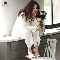 Sleepwear Lady Spring Autumn Pure Cotton Long Sleeve Stripes Extractable With Korean Version Sweet And Sexy Lady Full Cotton Home Conserved Autumn Winter Xa