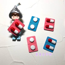 Xixi grocery shop Cute personality contrast color wooden capsule tablet phone shell jewelry DIY earrings pendant