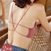  Japanese breast-wrapped female bandeau small chest gathered anti-slip suspender underwear one-piece bra sexy cross beauty back vest