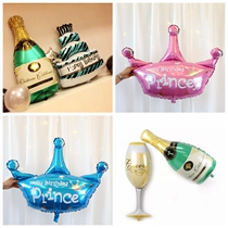 Birthday party dress up cake crown aluminum film balloon decorate back wall decorate girlfriend champagne glass bottle