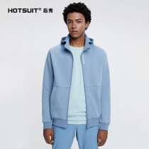 HOTSUIT Mens Coat 2020 Autumn Winter New Black Standard Trend Cardigan Zip Hooded Sports Top Jacket
