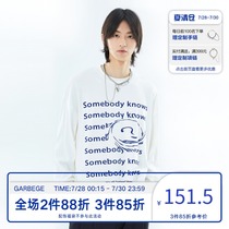 Garbage original design National tide brand twisted text slogan print loose couple off-the-shoulder long-sleeved sweater