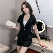 New beauty wellness wellness pedicure technician tooling temperament Slim Hotel Front Desk Career Workwear Woman Short Sleeve Suit