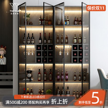 Modern simple wine cabinet against the wall living room home side cabinet integrated light luxury glass door custom high-end restaurant wine cabinet