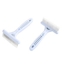 108804-1 direct supply pet rake comb double tooth white plastic handle high and low tooth pet open comb