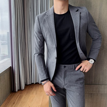 Spring and autumn mens Korean version of casual embroidered small blazer Youth British slim suit suit Wedding dress