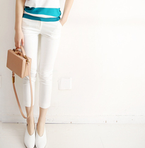 Japanese new Enward high quality check waist loop embellished fine high cotton stretch 7-point pants