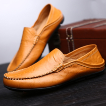 2022 New leather bean shoes mens casual shoes mens shoes of soft sole cowskin shoes in spring