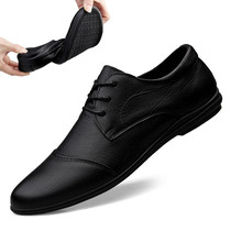 Men Business 100 Lap Shoes Black Genuine Leather Soft Bottom Plus Suede Leather Shoes Men Ingren Retro Bandage Breathable Casual Shoes