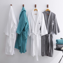 Five-star hotel bathrobe womens summer spring and autumn cotton mens long towel pajamas absorbent quick-drying thin couples