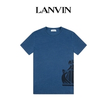 LANVIN Langfan official flagship navy blue classic print T-shirt summer leisure