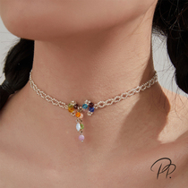 PP Ornament Pure Handmade Crystal Butterfly Knot Acrylic Strings Beads Necklace Female Summer Design Sensation Small Crowddecorative Lock Bone Chain