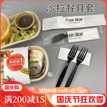 Salad fork disposable salad fork tableware bag with paper towel takeaway salad fork pasta