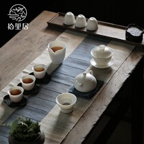 ten livable white porcelain kung fu tea set suit office ceramic teapot lid bowl tea tea tea set