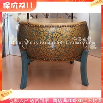 Factory direct selling drum coffee table Tibetan cowhide drum large can be used as a coffee table side table low stool painted solid wood tea set