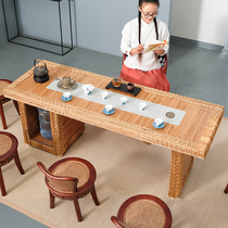 Balcony Tea Table Home Small Tea Table Solid Wood Minima Modern Light Luxurious Vines Chzen leisure Gongfu Tea table and chairs Small