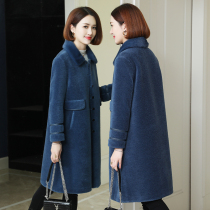 Zqqz sheared wool coat women's long mink fur collar fur one new wool fur coat 2235