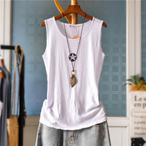 Korean version of five-pointed star bamboo cotton cut sleeve vest women wear loose Joker print sleeveless T-shirt with base shirt