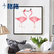 French DMC cross stitch kit Living room bedroom hanging painting Simple romantic girl heart Flamingo couple