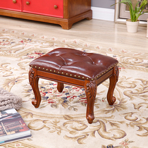 American solid wood short stool creative sofa stool for home small square stool living room European style tea table bench Fashion changing stool