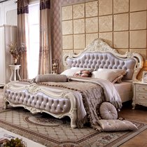 European - style leather full wood bed French double 1 51 8 m bedroom luxury wedding bed carving princess high box bed