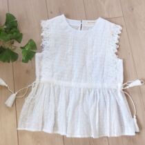 2022 summer dress new South Korean lace lace embroidered flowing Su Gao waist doll shirt vest sleeveless pure cotton blouses woman