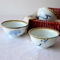 Jingdezhen full hand-painted Lotus Rhyme Ceramic Rice Bowl Lotus Pastoral Style Anti-mouth Bowl Blue and White Porcelain Dessert Bowl