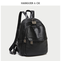 HANGUER & CK shoulder bag womens 2021 New Joker soft leather foreign style large capacity Travel Backpack