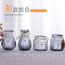 A variety of multi-color glass vase two-piece home set vase green water plant hydroponic container table ornaments