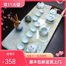 European-style minimalist light luxury jade kung fu tea set modern home living room office stone tea table creative tea sea