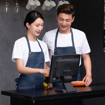 Western restaurant fast food coffee shop milk tea nail cake hair salon waiter work clothes double line neck apron