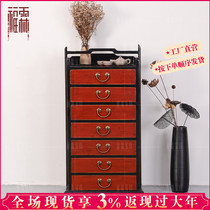 New Chinese style imitation classical furniture seven pumping simple side cabinet drawer file cabinet locker display cabinet corridor display cabinet