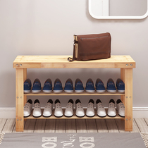 Shoe change stool household shoe cabinet simple solid wood shoe rack simple modern shoe stool storage storage door shelf