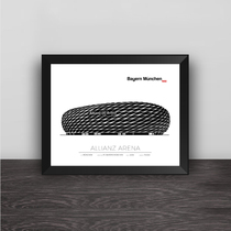 Munich Amlianz Stadium Illustrator Solid Wood Decorative Photo Frame Photo Wall Table Swing art hanging frame Bar