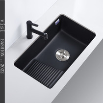 Balcony laundry pool with washboard ceramic matte black single-pool under-counter basin wash basin household stone under-counter basin sink