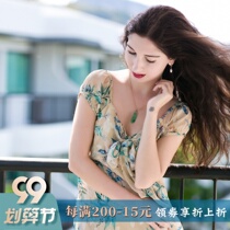 Printed chiffon small sleeve dress clearance special jacquard collar slim female bow