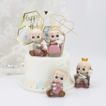 Bake cake decoration grandpa grandma decoration doll ornaments birthday Star gold and silver wedding anniversary cycling birthday dress up