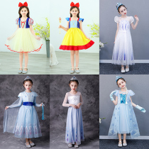 Stage Walking Show Suit Sufia Children White Snow Princess Dresses Grey Girl Flowers Fairies Princess Elsa