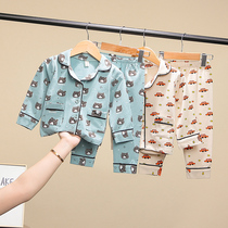 Childrens pajamas set cotton long sleeves spring and autumn boys baby cartoon home clothes girls winter two-piece set
