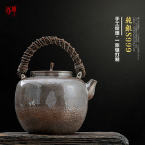 Fine workshop Japan handmade 9999 Silver pot sterling silver kung fu tea set kettle silver teapot silver pot