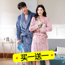 Fashion home wear pajamas winter long padded flannel robe women sexy long sleeve coral velvet bathrobe men bathrobe men