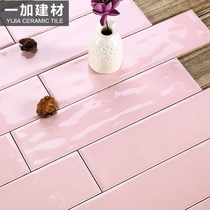 Pink brick bathroom bathroom 75X300 girl 100*200 Pink wall tiles balcony milk tea shop tiles