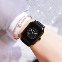 MEIBIN Meibin brand womens table new fashion square trendy true leather strap quartz waterproof watch 1535